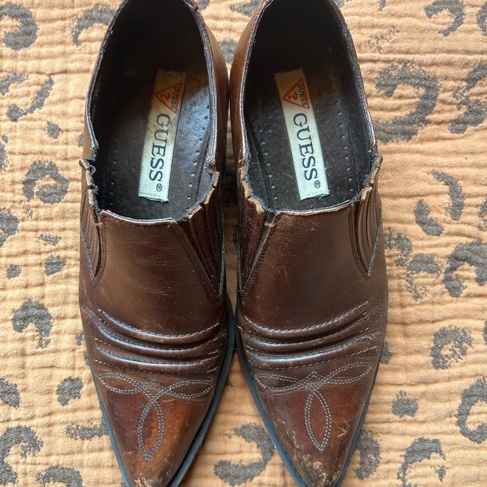 Vintage Guess Dark Brown Leather ankle boots